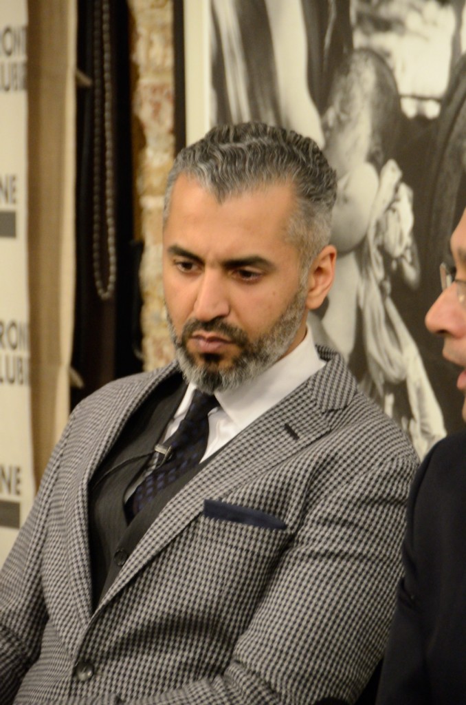 Maajid Nawaz at Frontline Club debate Je Suis Charlie 15 January 2015. Photo by Richard Nield