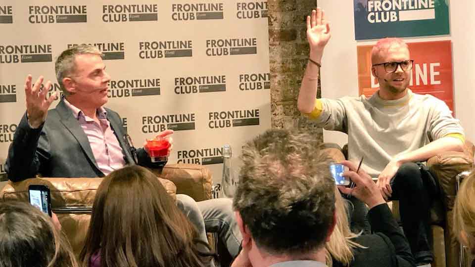 David Jukes and Chris Wylie at a Frontline Club event