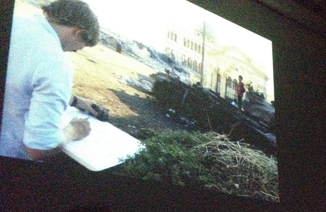 George Butler whilst drawing in Syria